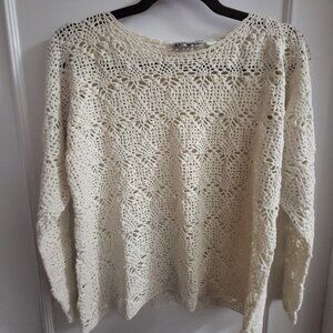 Vintage Jacob Delicate Ivory Lace Crochet Sweater - Small